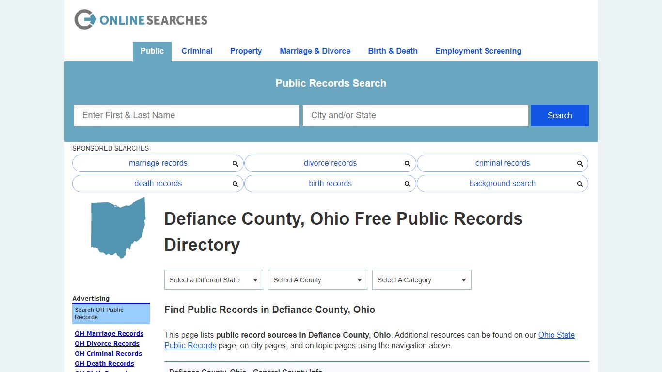 Defiance County, Ohio Public Records Directory