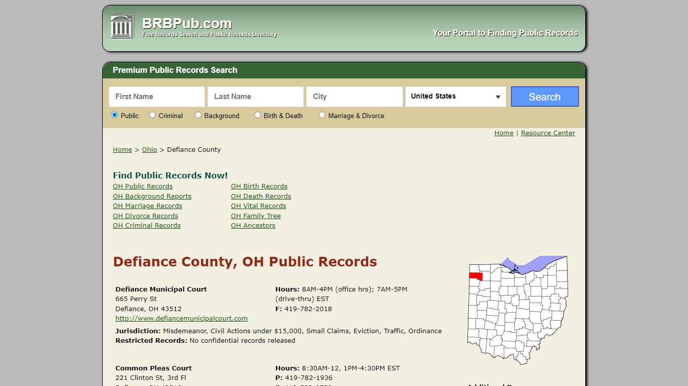 Defiance County Public Records | Search Ohio Government Databases - BRB Pub