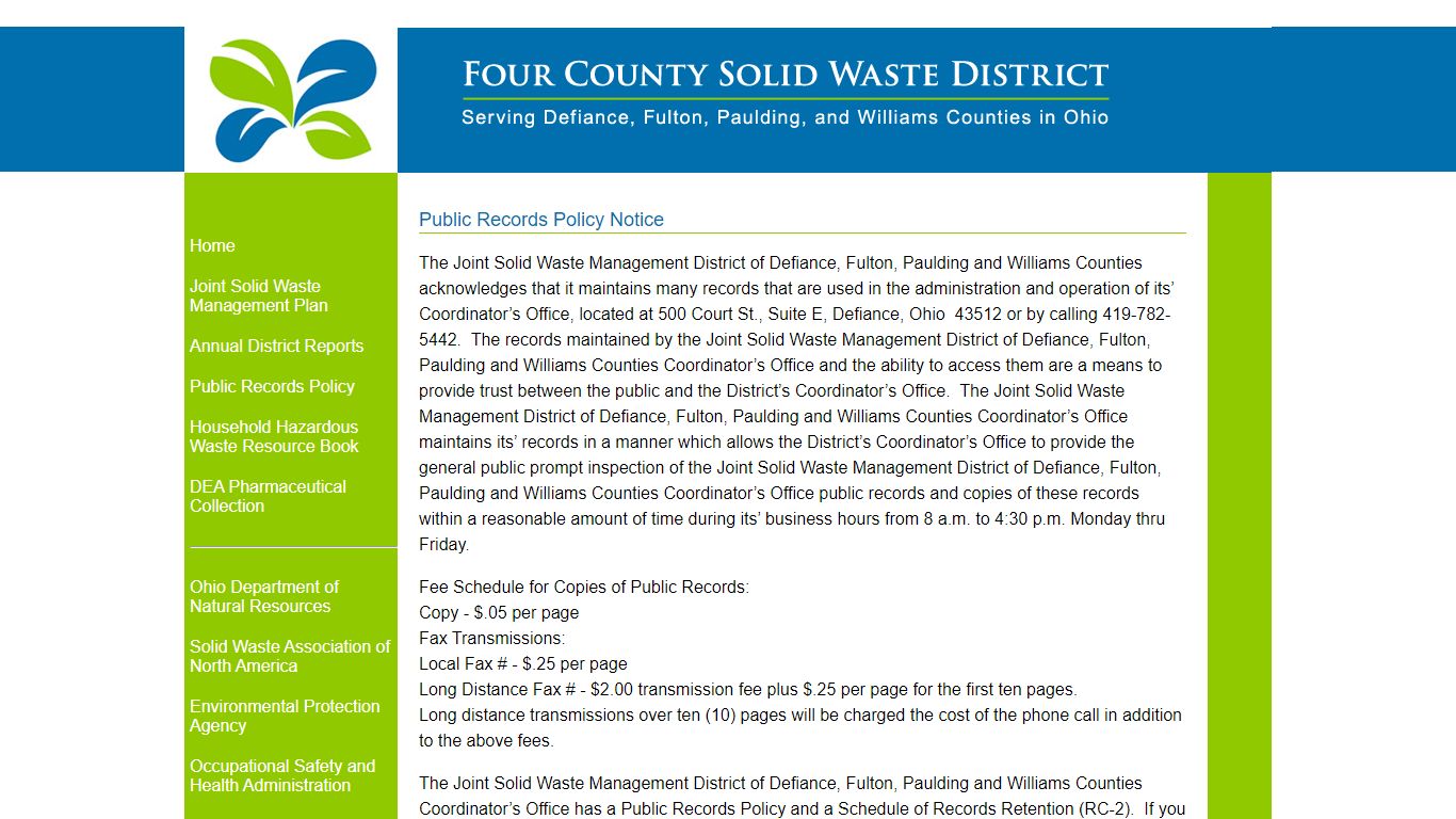Four County Solid Waste District - Defiance County, Ohio